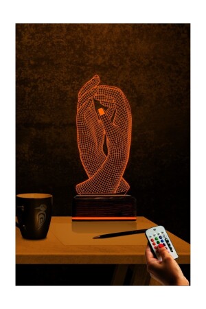 MNZ-3D Illusion LED Lamp Table Night Light 16 ألوان مكمنة عن بعد التحكم في الديكور يد في يد الحب 3DLM046 - TahtaModa