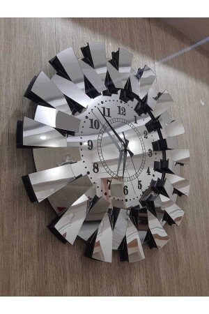 MNZ-3D بيانو النموذج الفاخرة مرآة Plexi ساعة الجدار مع الأرقام التركية الفضة - Tuğbart