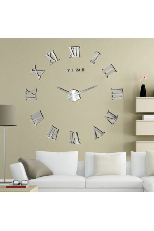 ساعة الجدار MNZ-3d كاتبة الجدار الرومانية الثالثة (SILVER) GS 80 CLOCK ROMAN - GİZEM SHOP