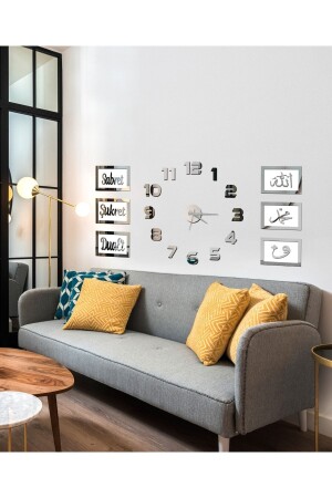 (MNZ-3D) ساعة الحائط رقمية لاتينية وكن صبوراً وكن شاكراً - Wooden Factory