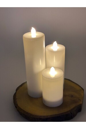 MNZ-3pcs لون كريم الشموع المُقودة عالية الجودة - Led Mum