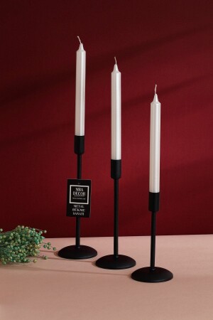 MNZ-3Pcs سطح ساق لاصلبة شمعة سوداء حامل شمعة ديكوراتية حامل شمعة رقيقة طويلة ساق ديكورات المنزل - Mba Decor Metal Bending Art
