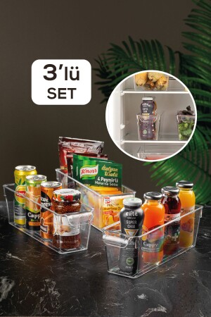 منظمة الثلاجة MNZ-3-piece - منظمة الثلاجة الشفافة الداخلية 10 × 32.5 × 10 سم MCH-536 - Meleni Home