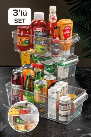 منظمة الثلاجة MNZ-3-piece - منظمة الثلاجة الشفافة الداخلية 10 × 32.5 × 15 سم MCH-537 - Meleni Home