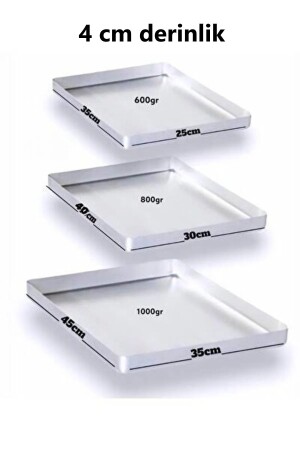 MNZ-3-Piece الألومنيوم باكلاوا كعكة الخبز (25x35&30x40&35x45cm) 25x35 30x40 35x45cm - Yıldız çelik