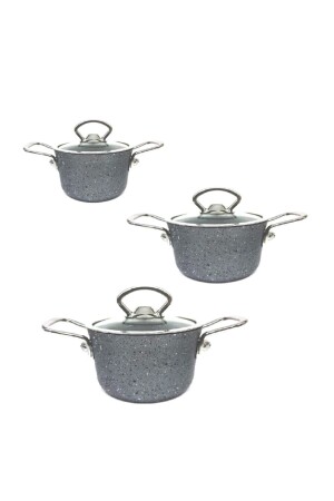 MNZ-3-piece ميني غرانيت طباخات مجموعة الرمادي 3111-الرمادي - Oms