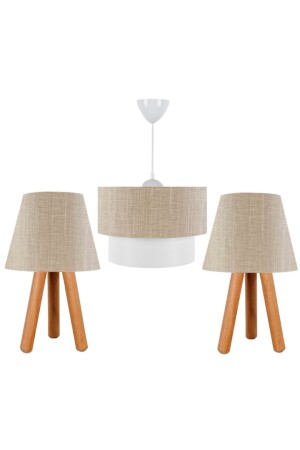 MNZ-3-Piece شمعة ومظلة مصباح الخشب مجموعة صديق BEj-2 - EvLight