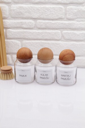 MNZ-3-piece Cotton Bud مكياج وعاء القطن مع غطاء الكرة - Zezedesing