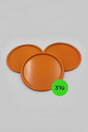 MNZ-3-Piece Metal Orange واحد تزيين الشاي والقهوة والكعك خدمة العرض الصندوق 22cm MYT212-SET - Fiyakalı Ürünler Atölyesi