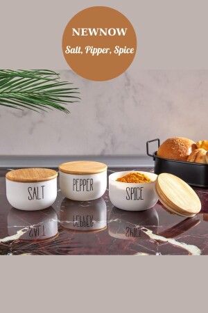 MNZ-3-piece فخمة الزجاجية وعاء العقاقير مجموعة، الملح، النفط، وعاء العقاقير، الخيزران غطاء وعاء العقاقير مجموعة - NEWNOW