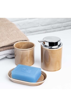 MNZ-3-Piece Porcelain حمام المجموعة البني - Lady Enna Home