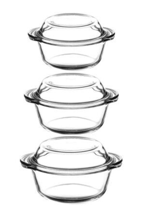 MNZ-3-Piece Pyrex Round Pot مع غطاء 59023P - Paşabahçe