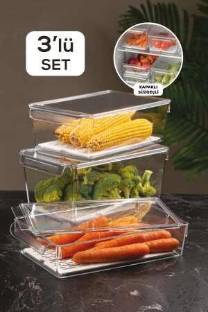 منظمة الثلاجة MNZ-3-piece مع مرشح وغطاء داخل منظمة الثلاجة Slim Maxi Mega MCH-569 - Meleni Home