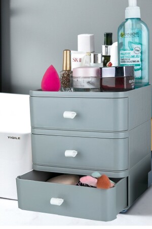 منظمة المكتب المنسق MNZ-3-Tier مخزن المكياج المجوهرات الملحقات منظمة التخزين الصندوق الرمادي TYC00224626919 - Mim Life