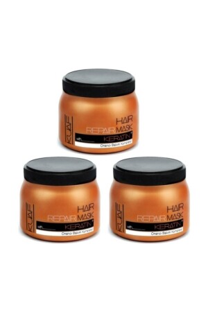 قناع رعاية الشعر MNZ-3x500ml مع كيراتين للشعر المحترق والضرر - Kuaf