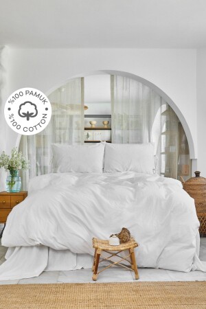 MNZ-4 عنصر أبيض 100% القطن الواحد غطاء غطاء الجو المحدد 200. 18. 01. 0761 - Karaca Home