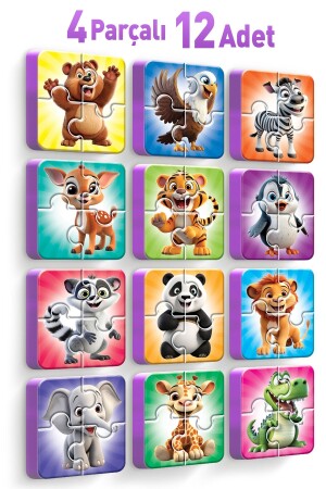 MNZ-4 قطعة 12 قطعة معلّمة سميكة حيوانات برية - Evakanca