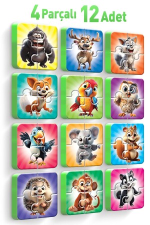 MNZ-4 قطعة 12 قطعة سميكة اللغز الحيوانات الغابات - Evakanca