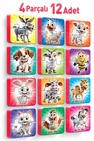 MNZ-4 قطعة 12 قطعة سميكة اللغز الحيوانات المزرعة - Evakanca