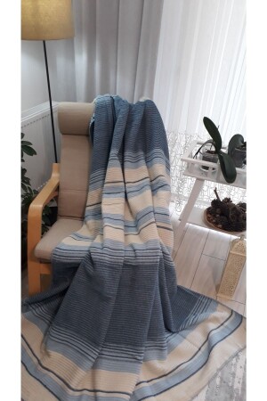 MNZ-4 موسمات القطن غطاء مزدوج 180*220 سم غطاء التلفاز بالكون زرقاء مشبك PIKEP130 - asildükkan