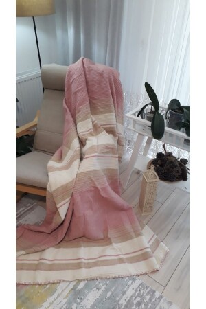 MNZ-4 موسمات القطن غطاء مزدوج 180*220 سم غطاء التلفزيون بالكون وردي مشاطب PIKEP130 - asildükkan