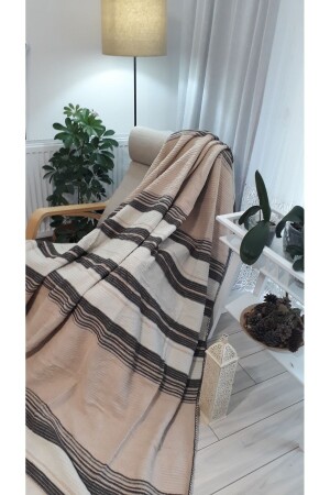 MNZ-4 موسمات القطن غطاء مزدوج 180*220 سم بالكون تلفزيون غطاء براون مشريط PIKEP130 - asildükkan