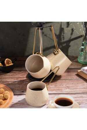 مجموعة من مقلاة القهوة من كريم MNZ-4 (مجموعة من مقلاة القهوة من 300-500-750 مل + مقلاة) - Evren