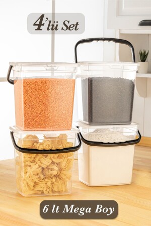 MNZ-4-قطعة دقيق وخضار حاوية 6 ليترات - حاوية تخزين شفافة Y-494 - Meleni Home