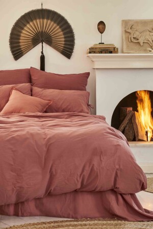 MNZ-4 عنصر Ateş Terracotta 100% القطن غطاء مزدوج الغطاء مجموعة 200. 18. 01. 0710 - Karaca Home