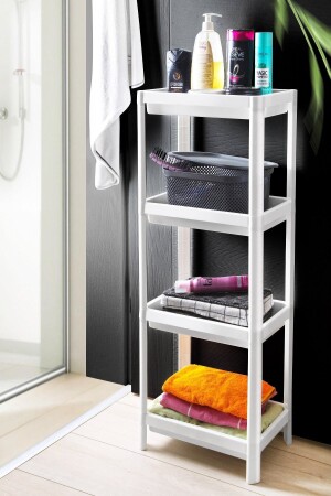 MNZ-4 طبقات رف الحمام رف المطبخ منظم الحمام شامبو حامل مناشفة مضغوطة حامل منازل منظم أبيض DNZSHELF001 - DEYHOME