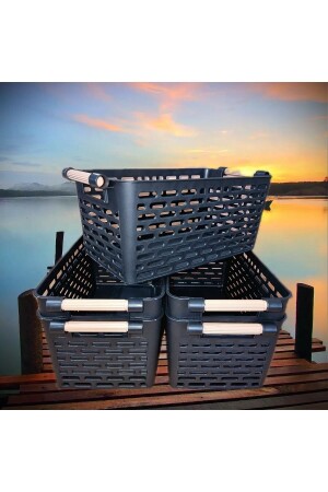 قطعة MNZ-4 - سلة منظمة متعددة الأغراض مع مساميع بلاستيكية - خزانة ومجرد تنظيف السلة سوداء - Keven Home