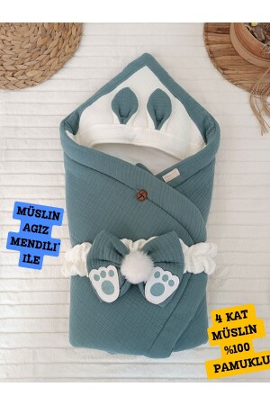 MNZ-4 طبقات موسلين خضراء سجادل الطفل اليونيسكس سجادل خارجي غطاء المستشفى إفراج هدية KND45407 - Tomuycuk