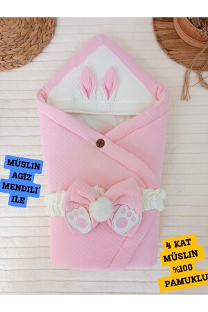 MNZ-4 طبقات موسلين وردي طفل سجادل يونيسيكس سجادل خارجي غطاء مستشفى إفراج هدية KND45407 - Tomuycuk