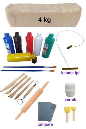 MNZ-4 كيلوغرام مجموعة خُبز السيراميك - مجموعة خُبز اللعب - خُبز الطين الطين - خُبز السيراميك الطين الطين الجاف اله - O&S Oyun Ve Sanat Eğlen-Üret