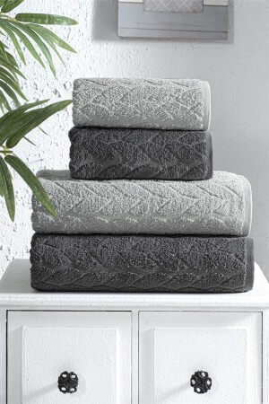MNZ-4- Piece حمام منشفة مجموعة حمام تركية مجموعة 100% القطن - Mürdüm Home