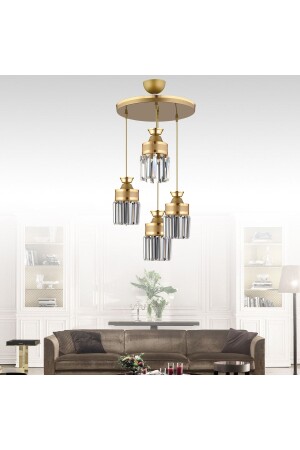 MNZ-4- Piece Antique Pendant Lamp كريستال الحجر الصفراء المخططات الأسطوانة الفاخرة الشنابل TYC00753218137 - Kraliçe