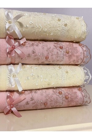 MNZ-4- Piece Cotton Velvet Laced Bow 50x90 نمط يد وموظفة وجهة وضعية قوس * غيبور *4 - AYHANHOME