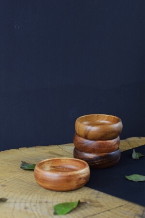 MNZ-4- Piece Round Acacia Snack Bowl Fma01903 - Sepetçibaba