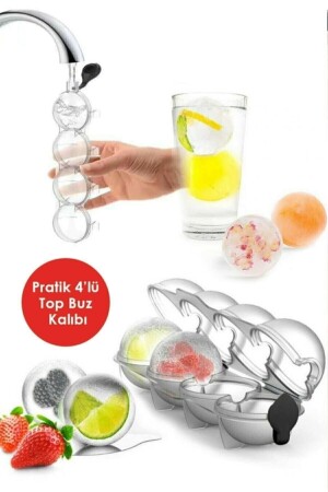 MNZ-4- Piece Sphere Ice Ball Mold - مستحضر مشروبات الجليد المبردة للتجميد - Kitchen Beauty