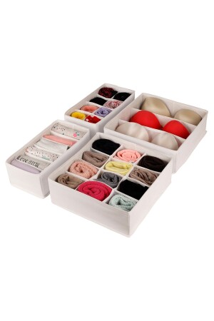 MNZ-4- Piece White غرفة الأطفال المقصورة الدرج الغسيل الجوارب المنظمة العسل المزروع المنسيق المنظمة PTK4-WHITE - Rek Home