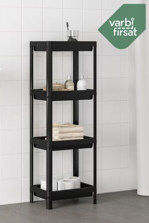 MNZ-4-قسم الحمام وحدة رف الحمام الأسود منظمة الحمام شامبو حامل الحمام حامل الحمام خزانة VAR4KCHUZ - Varbifırsat