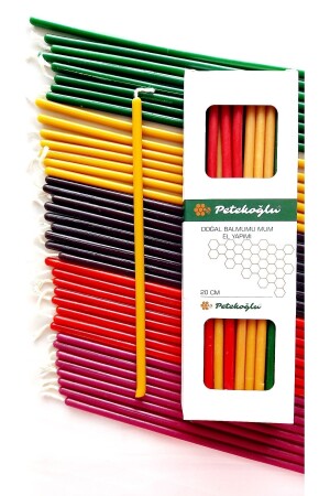 (MNZ-(40 قطعة 5 ألوان) شمعة النحل الشمعة النية شمعة طبيعية العسل رقيقة الطويلة الحفلة الطقوسية شمعة عيد ميلاد - Petekoğlu