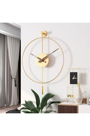 MNZ-40 Cm Gold Tiktok - (لا زجاج) - الجوز 18 ساعة و دقيقة يد، ساعة حائط معدنية ديكوراتية حديثة Metaxxx40Gold - MetaQuartz Aksesuar