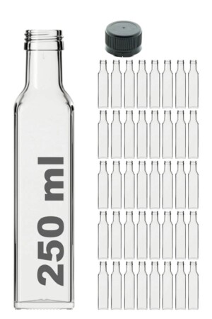 MNZ-40 قطع متعددة الأغراض الزجاج الشفاف مربع Maraska زجاجة 250 مللي - مع كأس مقاوم للتسرب MA2188 - Milea