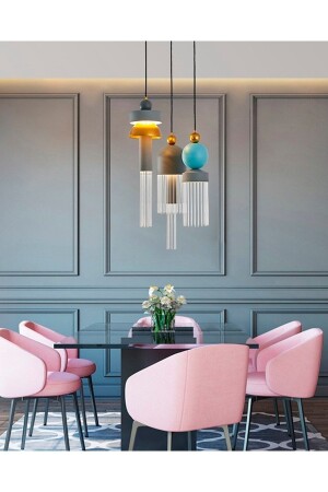 MNZ-4115-1a مصباح معلق واحد تاسل مصباح معلق مع عصا الزجاج الأزرق 4115-1A - Özcan Aydınlatma