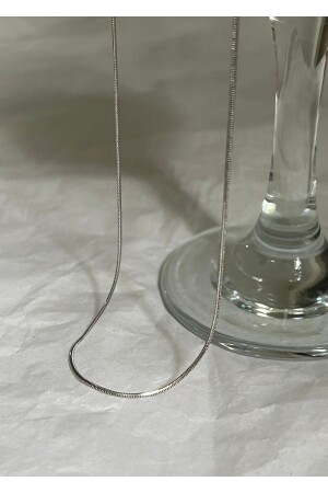 MNZ-45 Cm لون الفضة فولاذ واحد واحد رقيقة العنق الإيطالي السلسلة - Kiligistanbul