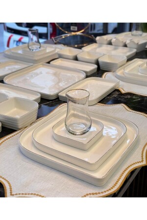 MNZ-46 قطعة تسلا الفطور البورتسلاني المجموعة الذهبية - Onedekor