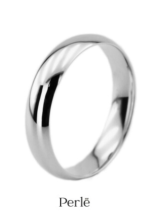 حلقة زفاف كلاسيكية من قبة MNZ-4mm حلقة زفاف فضية حلقة زفاف فضية 925 حلقة خطوبة 4MMBOMBE - Perle Takı