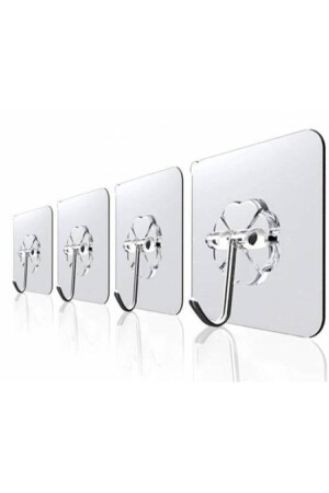 MNZ-4Pcs 6x6cm شفاف قوية التلصق الذاتي الجدار الباب معلقات الحمل الثقيل - Lilya Home