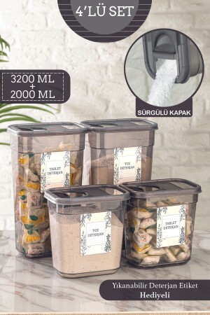 صندوق تخزين غطاء (MNZ-4-piece) مسحوق مغطى المزق وجبة - منظمة حمام مع علامة 2Lt-3,2Lt MCH-908 - Meleni Home